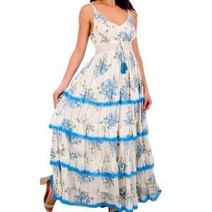 Lace Trim Boho Maxi Dress made in India 25120
